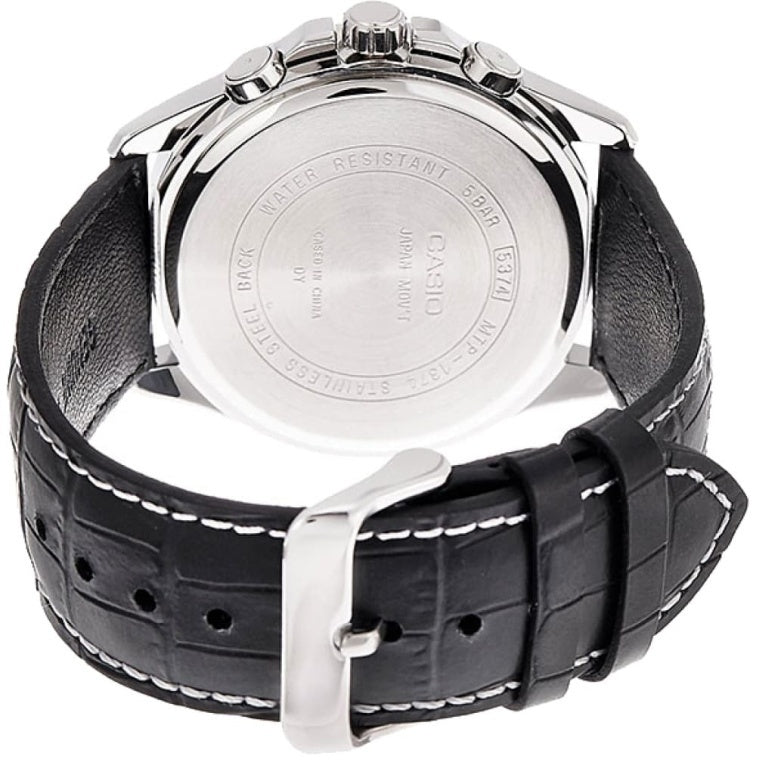 Casio Men's Black Leather Chronograph Watch