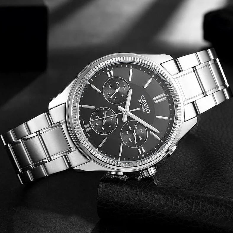 Casio Chrono Men's Black Analogue Watch MTP-1375D-1AVDF