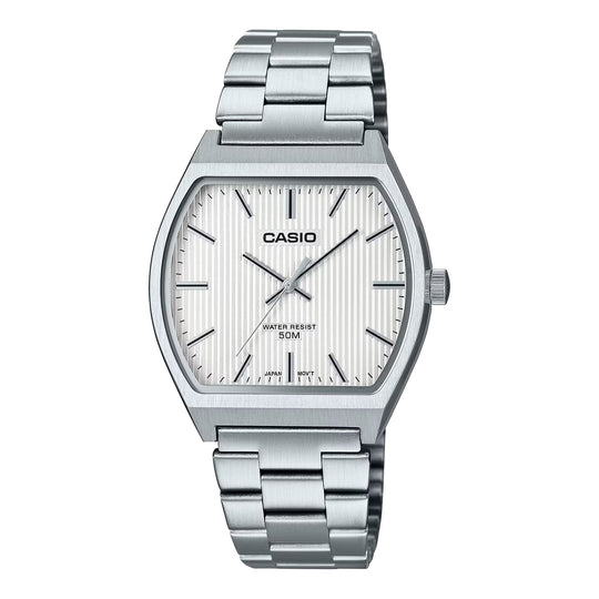 Casio Square Unisex White Silver Watch