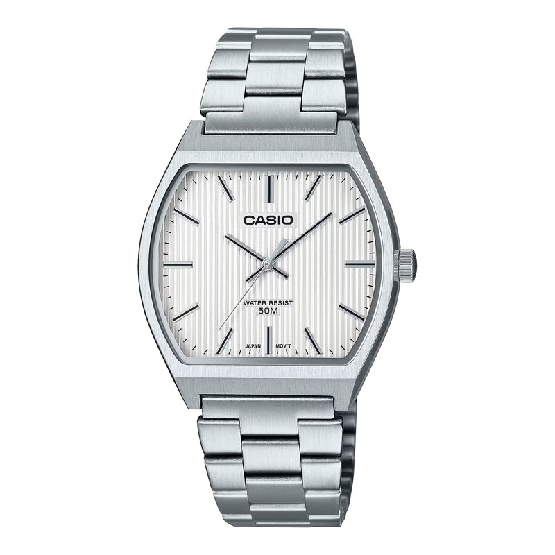 Casio Square Unisex White Silver Watch