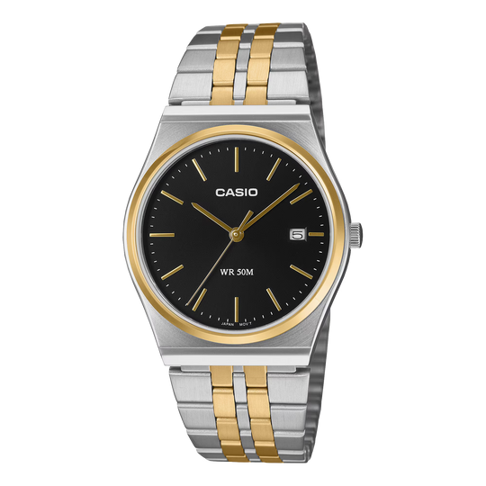 Casio Dress Men's Black Two-Tone Gold Watch