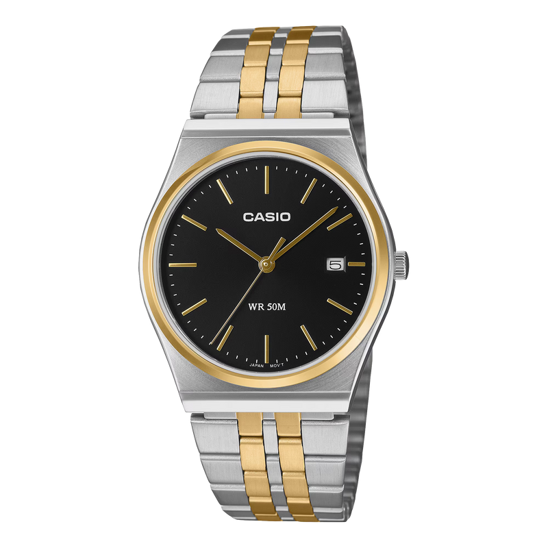Casio Dress Men's Black Two-Tone Gold Watch