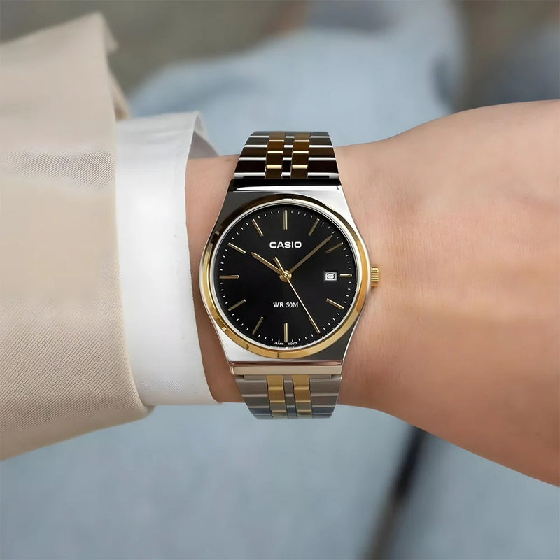 Casio Dress Men's Black Two-Tone Gold Watch