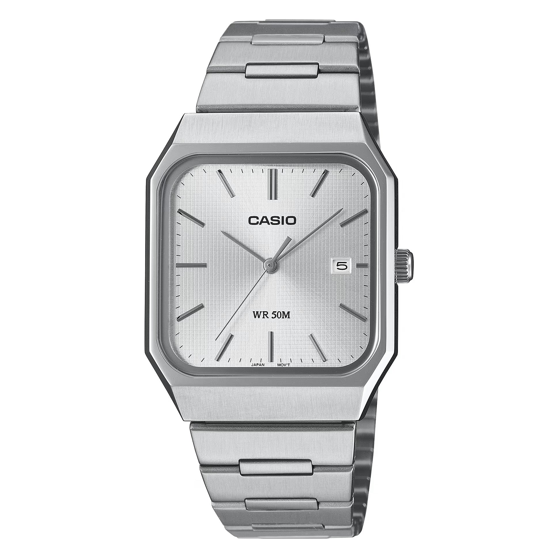【新品・未使用】CASIO MTP-B185D-7A シルバー Casio MTP-B185D-7AVDF Unisex Silver Watch – Slim Stainless Steel