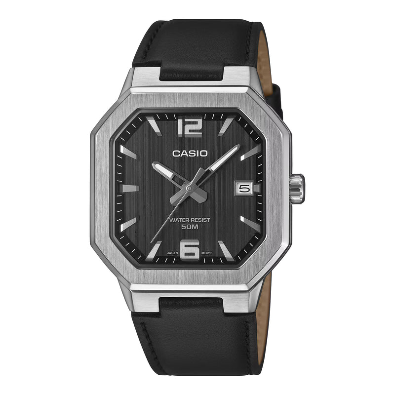 Casio Sleek Metal Men's Black Octagonal Watch