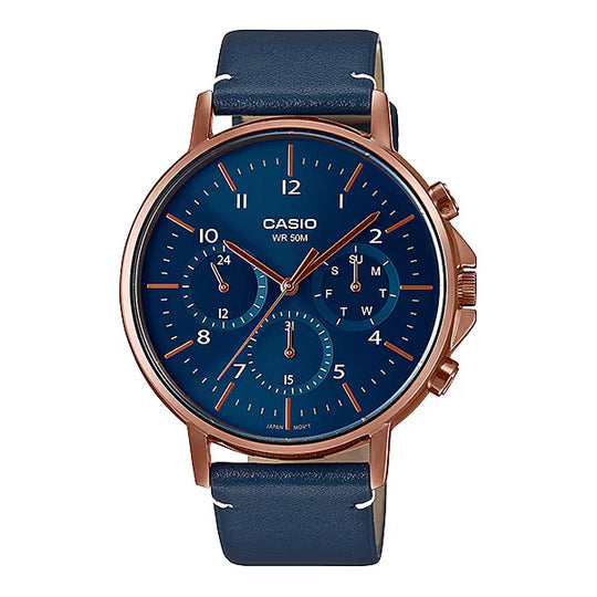 Casio Enticer Chrono Men's Blue Rose Gold Watch