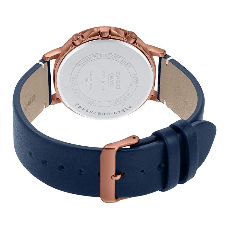 Casio Enticer Chrono Men's Blue Rose Gold Watch