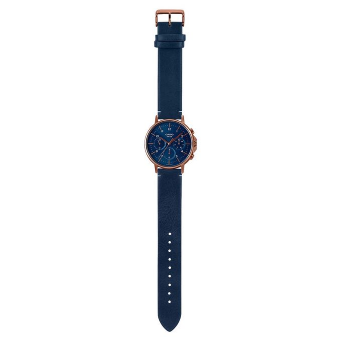 Casio Enticer Chrono Men's Blue Rose Gold Watch