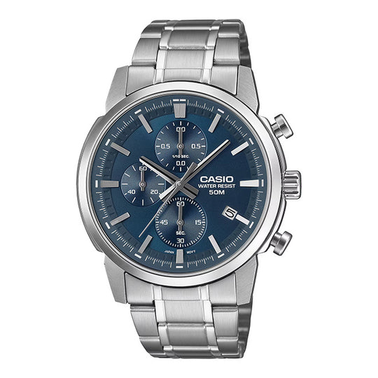 Casio Sporty Chronograph Men's Blue Silver Watch