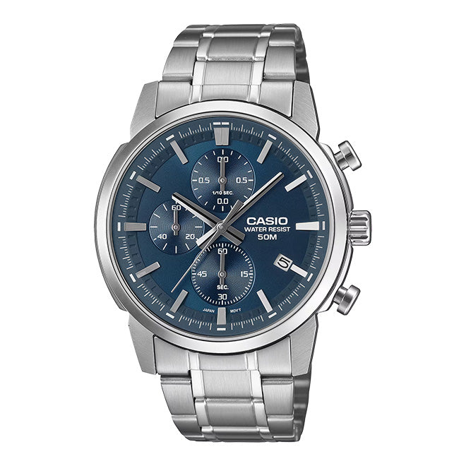 Casio Sporty Chronograph Men's Blue Silver Watch