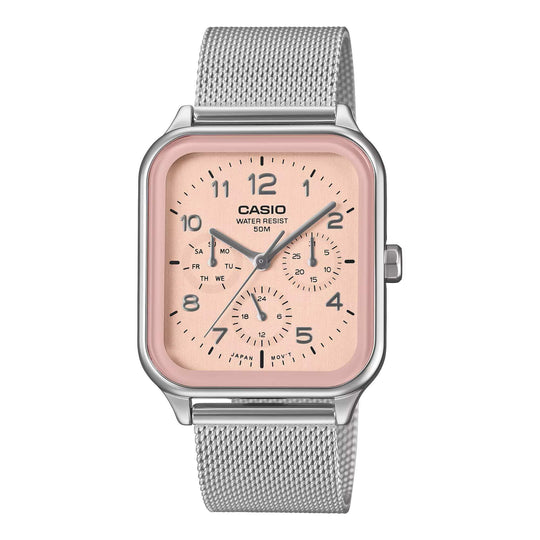 Casio Multi Dial Unisex Pink Analogue Mesh Watch