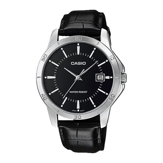Casio Ladies Black Leather Watch MTP-V004L-1AUDF