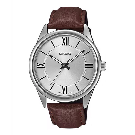 Casio Classic Men's Brown Leather Analogue Watch MTP-V005L-7B5UDF