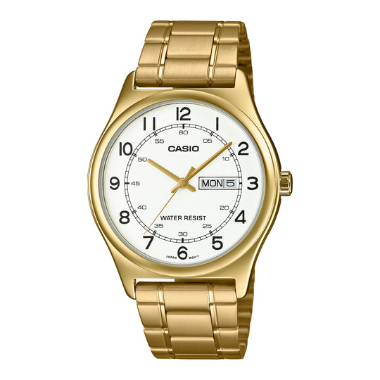 Casio Dress Men's Gold White Analogue Watch MTP-V006G-7BUDF