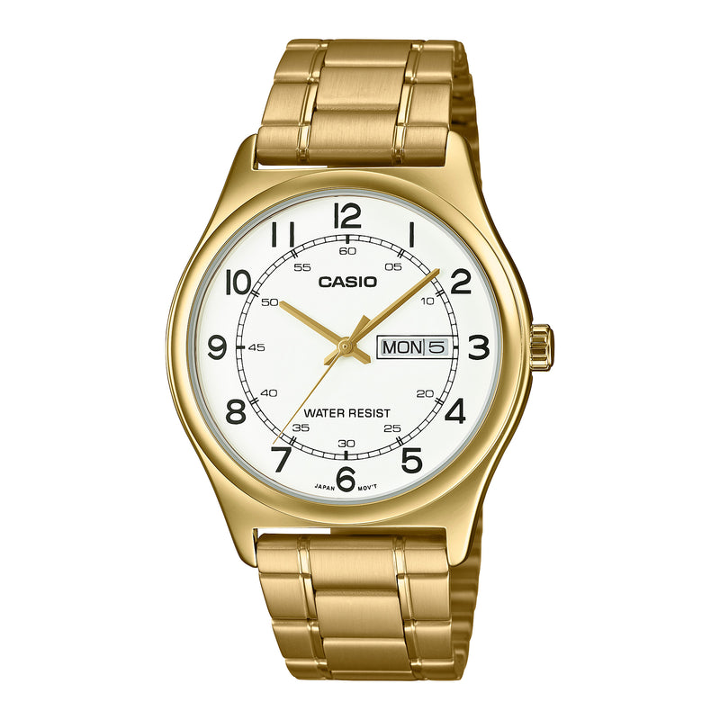 Casio Dress Men's Gold White Analogue Watch MTP-V006G-7BUDF