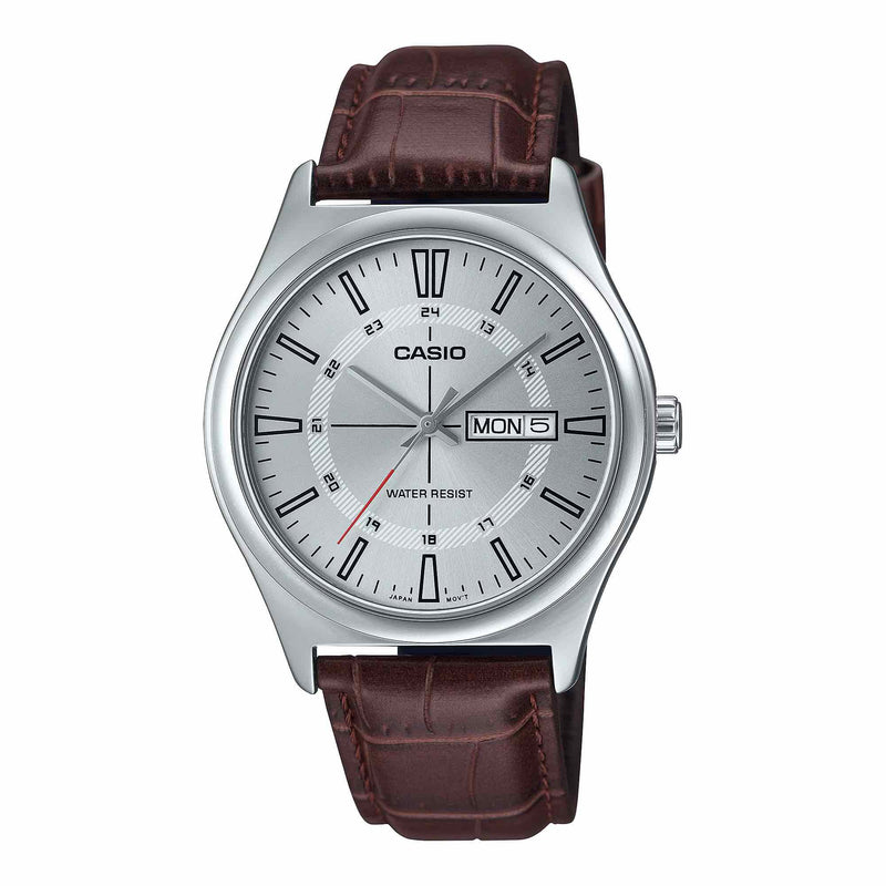 Casio Classic Day Date Men's Silver Brown Analogue Watch
