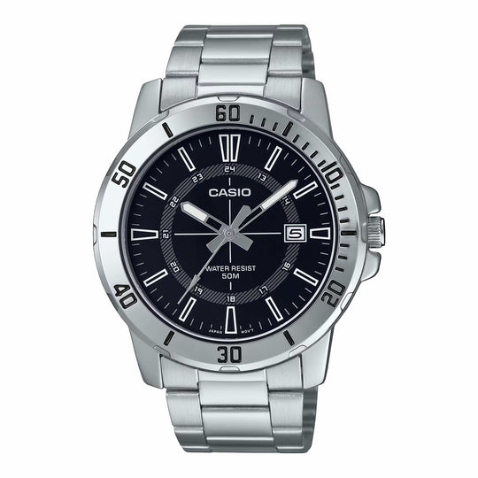 Casio Sporty Date Men's Silver Black Analogue Watch