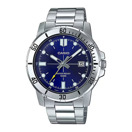 Casio Enticer Link Bracelet Men's Blue Silver Watch