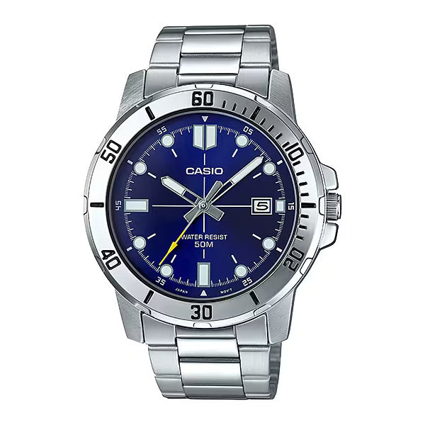 Casio Enticer Link Bracelet Men's Blue Silver Watch