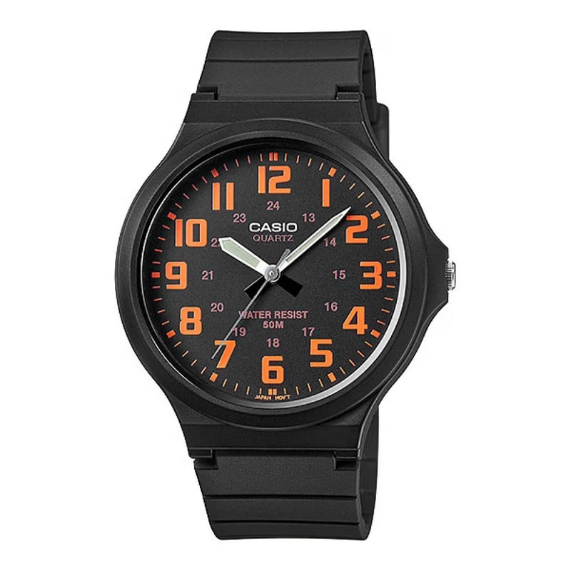 Casio Standard Men's Black Orange Analogue Watch MW-240-4BVDF