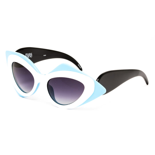 Prabal Gurung x Linda Farrow Cat Eye Pop Art White Blue Polarised Sunglasses