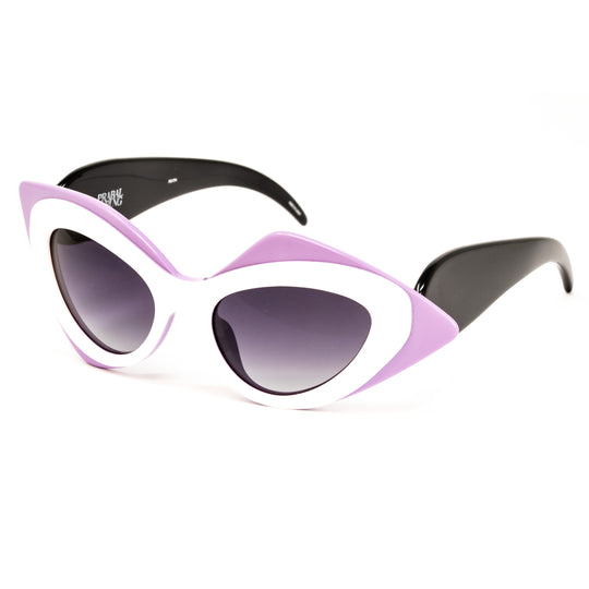 Prabal Gurung x Linda Farrow Cat Eye Pop Art White Purple Polarised Sunglasses