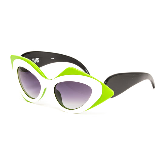 Prabal Gurung x Linda Farrow Cat Eye Pop Art Green White Polarised Sunglasses
