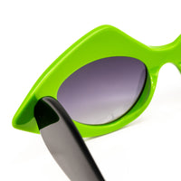 Prabal Gurung x Linda Farrow Cat Eye Pop Art Green White Polarised Sunglasses