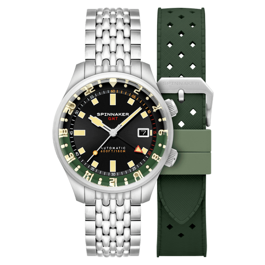 Spinnaker Bradner Automatic GMT Men's Black Green Watch SP-5121-44