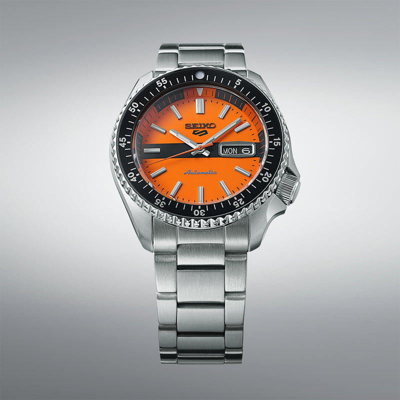 Seiko 5 Sports Men's Orange Silver Watch SRPK11K1