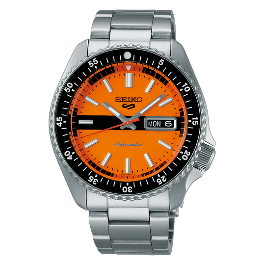 Seiko 5 Sports Men's Orange Silver Watch SRPK11K1