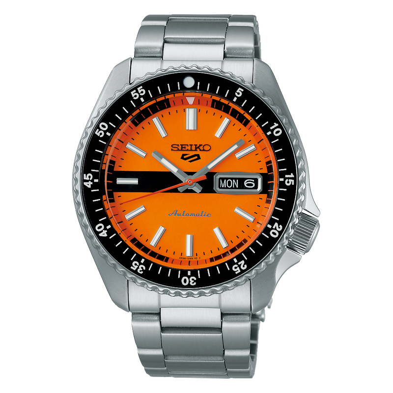 Seiko 5 Sports Men's Orange Silver Watch SRPK11K1