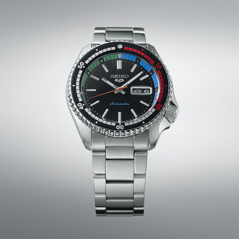 Seiko 5 Sports Men's Black Retro Regatta Timer Automatic Watch SRPK13K1