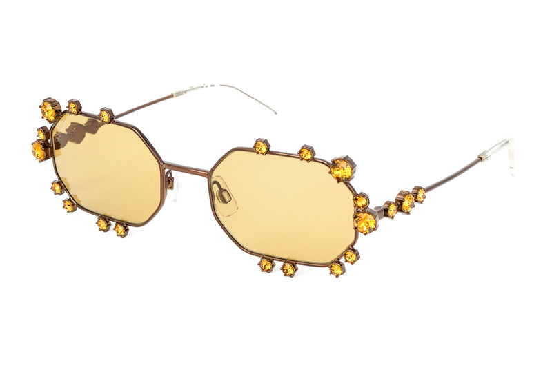 Swarovski Women's Sunglasses Irregular Shiny Brown Yellow Mirror