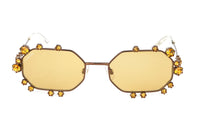 Swarovski Women's Sunglasses Irregular Shiny Brown Yellow Mirror