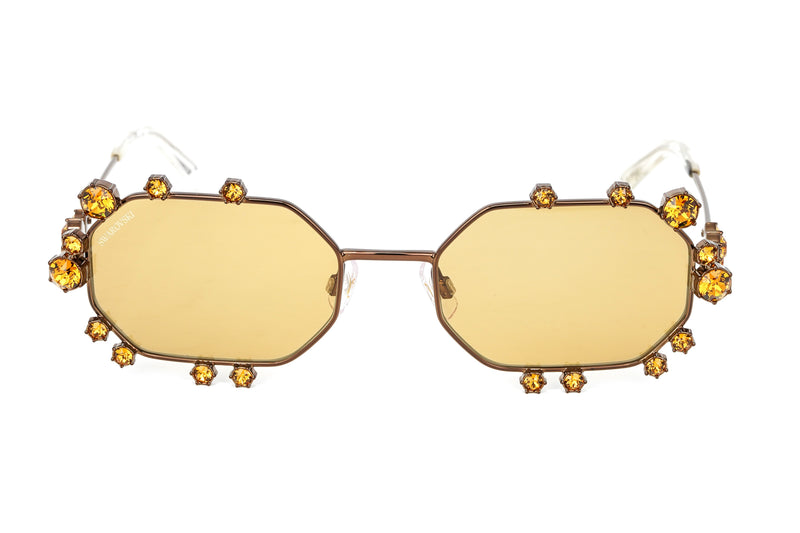 Swarovski Women's Sunglasses Irregular Shiny Brown Yellow Mirror