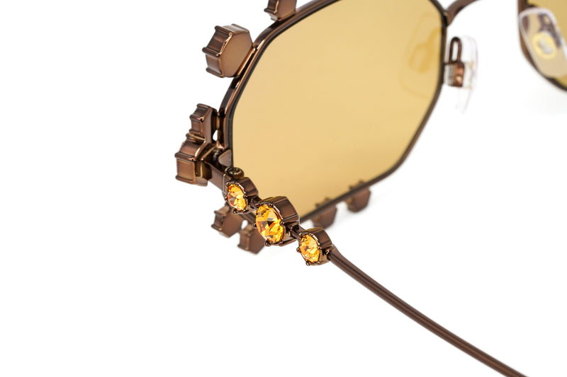 Swarovski Women's Sunglasses Irregular Shiny Brown Yellow Mirror