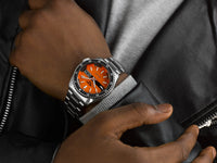 Seiko 5 Sports Men's Orange Silver Watch SRPK11K1