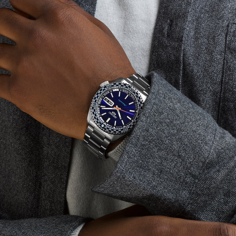 Seiko 5 Sports Men's Petrol Blue Checker Flag Special Edition SRPK65K1