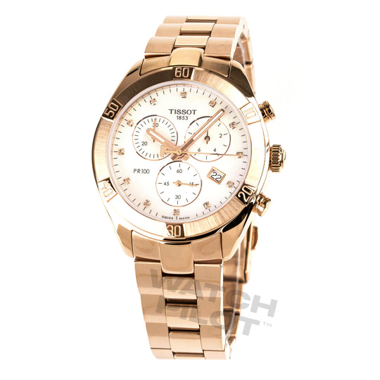Tissot Ladies Watch PR 100 Sport Chronograph 38mm  White Rose Gold T1019173311600