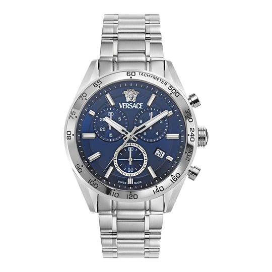 Versace V-Code Chronograph 41mm Blue Men's Sport Watch