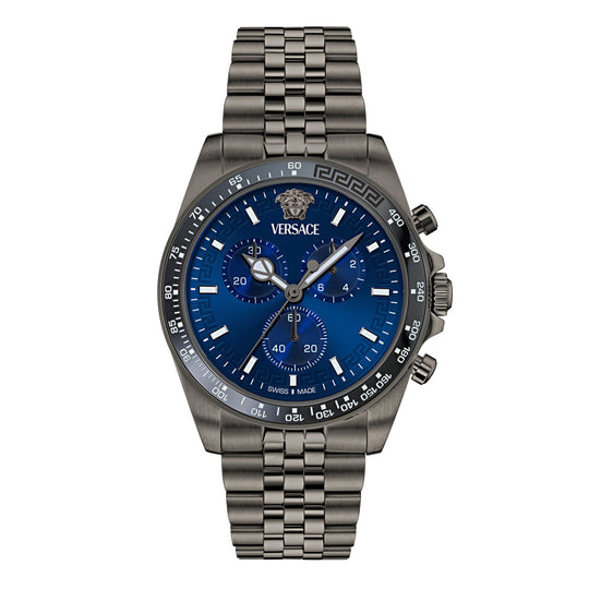 Versace Greca Wave 43mm Blue Grey Men’s Chronograph Watch