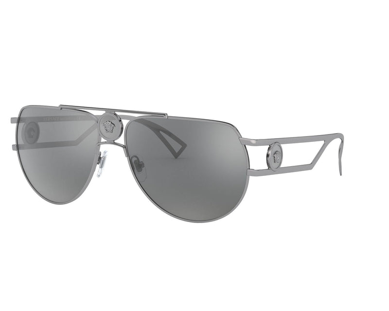 Versace Men's Sunglasses Medusa Pilot Silver Mirror VE2225 10016G