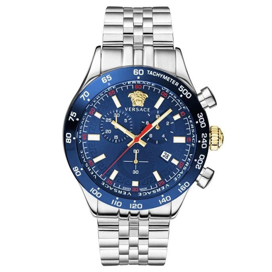 Versace Hellenyium Chronograph Men's Blue Silver Watch VE2U01024