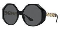 Versace Women's Sunglasses Oversized Hexagonal Black/Gold VE4395 GB1/87