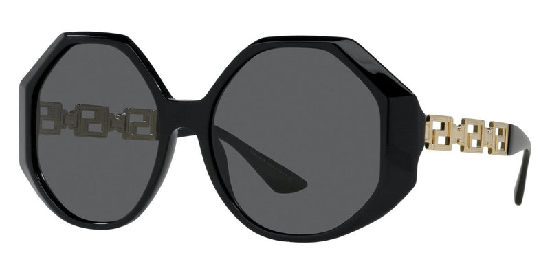 Versace Women's Sunglasses Oversized Hexagonal Black/Gold VE4395 GB1/87
