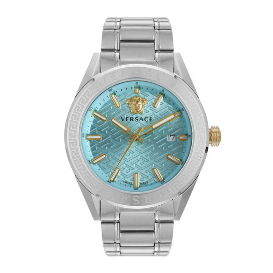 Versace V-Code 42mm Blue Dial Stainless Steel Men's Watch
