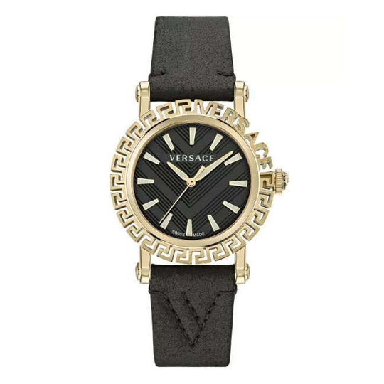 Versace Greca Glam Men’s Black Gold Quartz Watch VE6D00223
