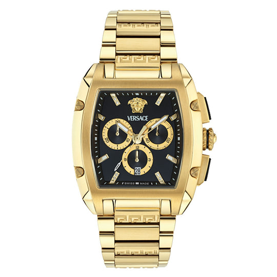 Versace Dominus Chronograph Men’s Black Gold Watch VE6H00824