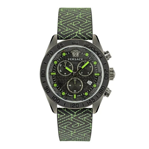 Versace Greca Dome Chronograph Men's Black Green Watch VE6K00223